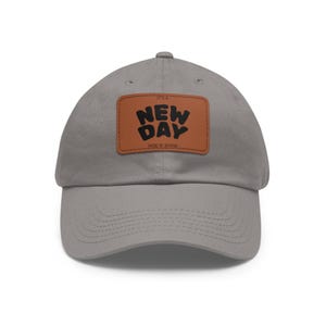 New Day Leather Patch Dad Hat, Casual Cap for Outdoor Adventures, Gift for Dads, Summer Accessory, Trendy Style