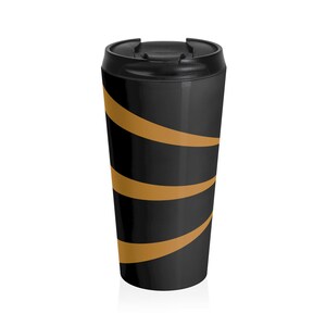 Mug Stylish Stainless Steel Travel Mug - Modern Black and Gold Design, Perfect for On-the-Go, Coffee Lovers, Gifts for Him/Her, [...]