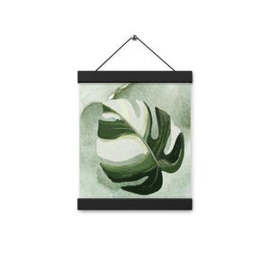 Monstera Watercolor Art Print: Tropical Swiss Cheese Plant, Baltic Wood Hanger