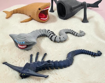 Figurka Bloopa Sea Eater | Model potwora drukowany w 3D inspirowany Subnautica | Kolekcjonerska figurka stworzenia oceanicznego | Dekoracja biurka gracza | Wyjątkowy prezent