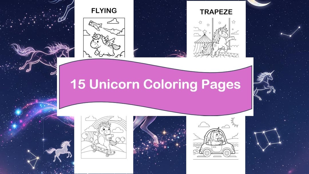 Kids Unicorn Coloring Book | 15 Pages | Instant Download - Etsy