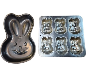 WILTON Bunny Cake Pan Set 2105-1425 2105-1518 Large Mini Easter VTG