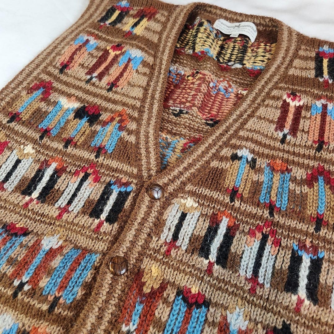 Peruvian Jacket PERUVIAN CONNECTION Alpaca Wool Sweater Vest Mens XL Multicolor ...