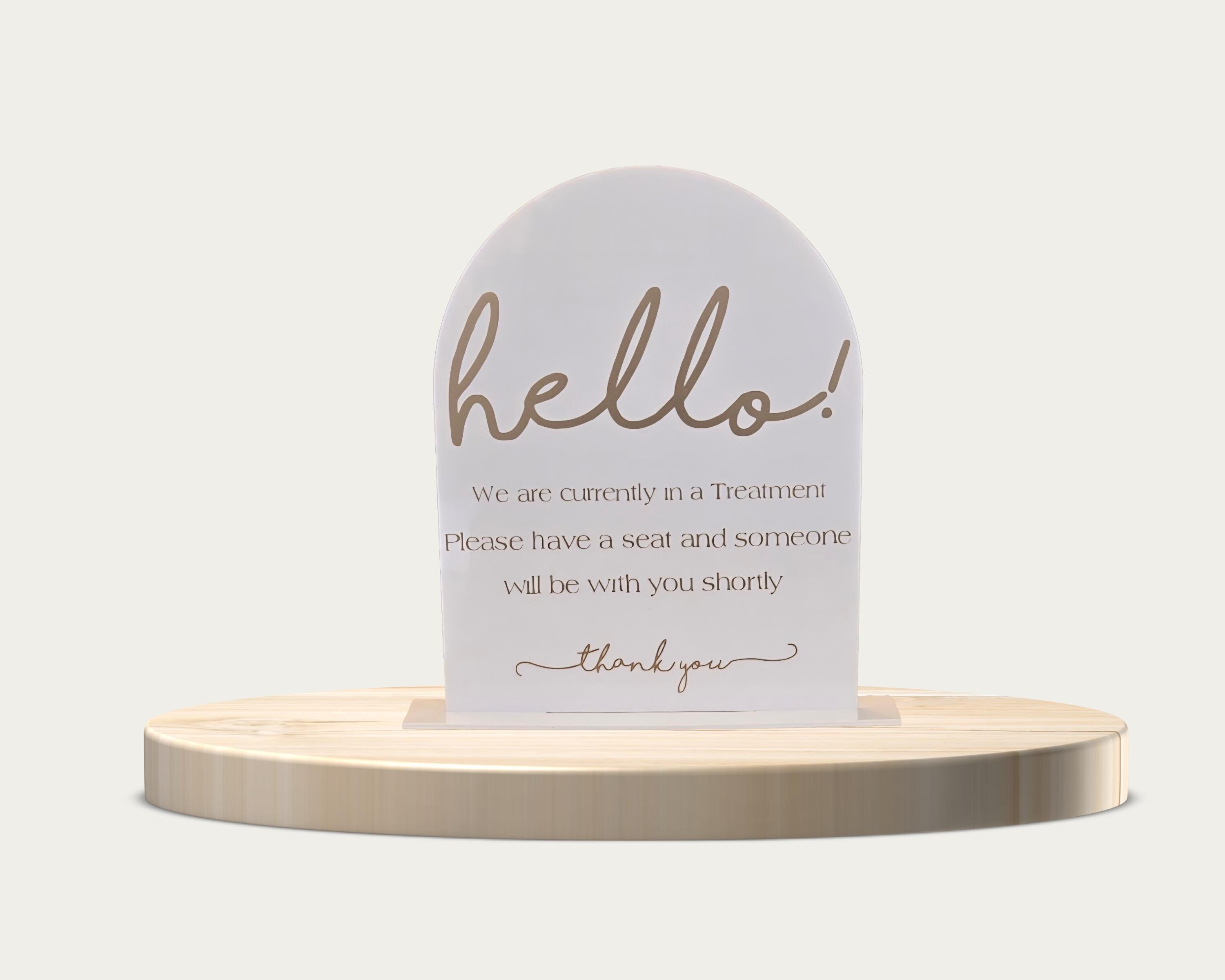 Hello Reception Sign Acrylic Hello Reception Desk Sign: Custom Salon Welcome Sign - Etsy