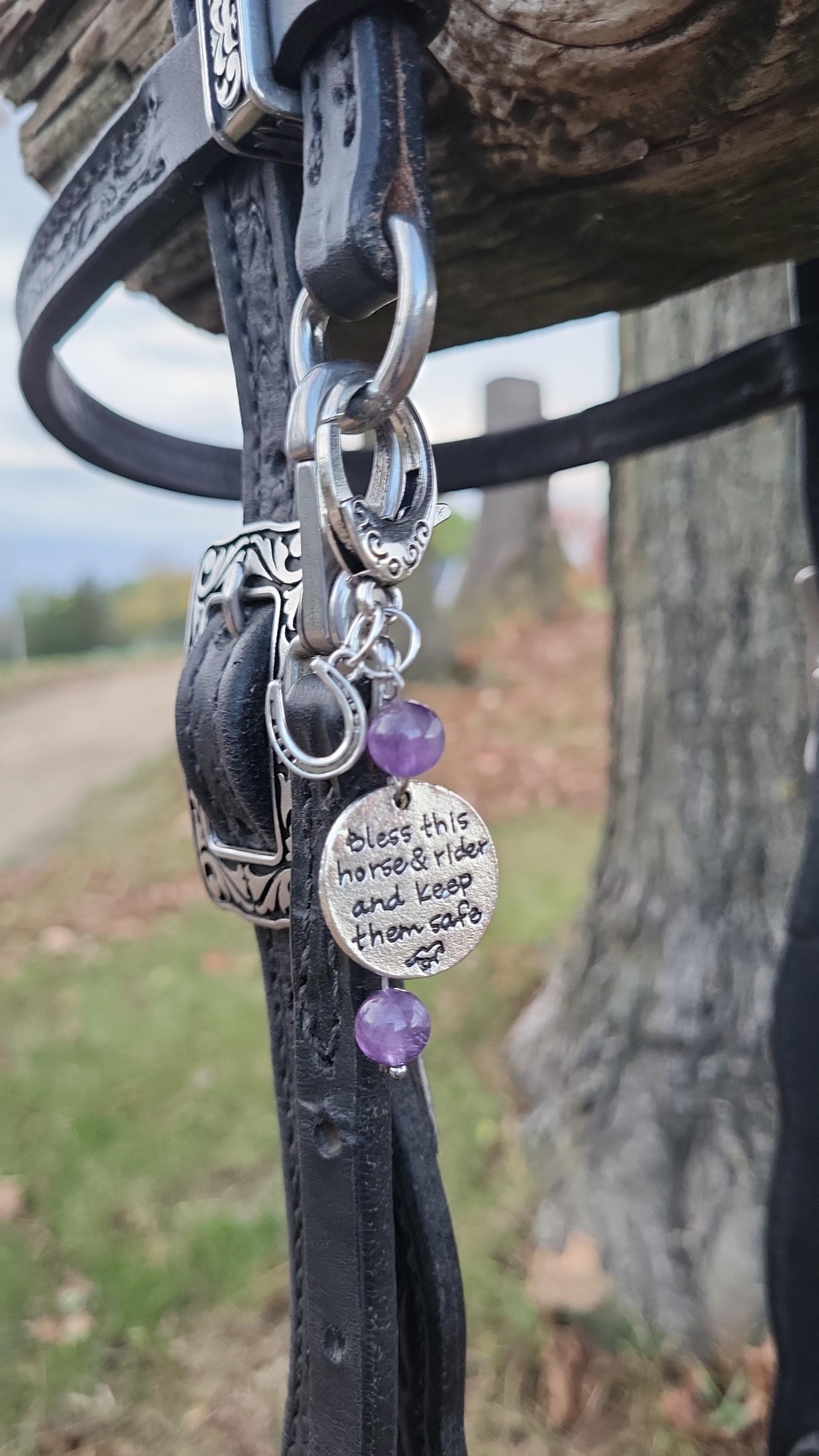 Horse Saddle Charm W/ Lobster Clasp, Genuine Purple Amethyst Beads ...