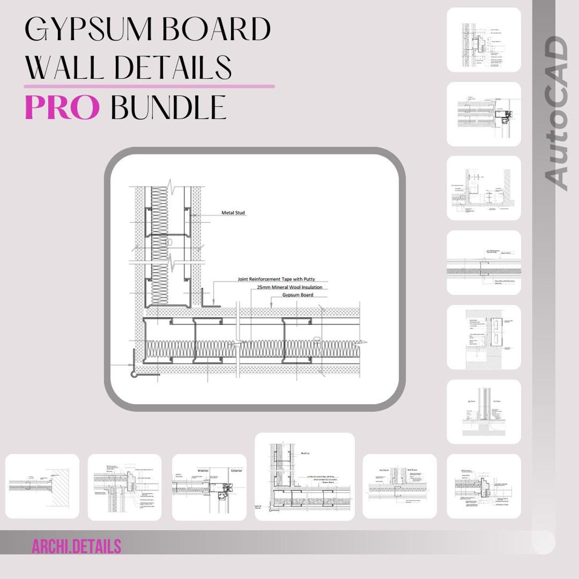 Drywall Construction Details PRO Bundle – 12 CAD Drawings | Ready-to ...