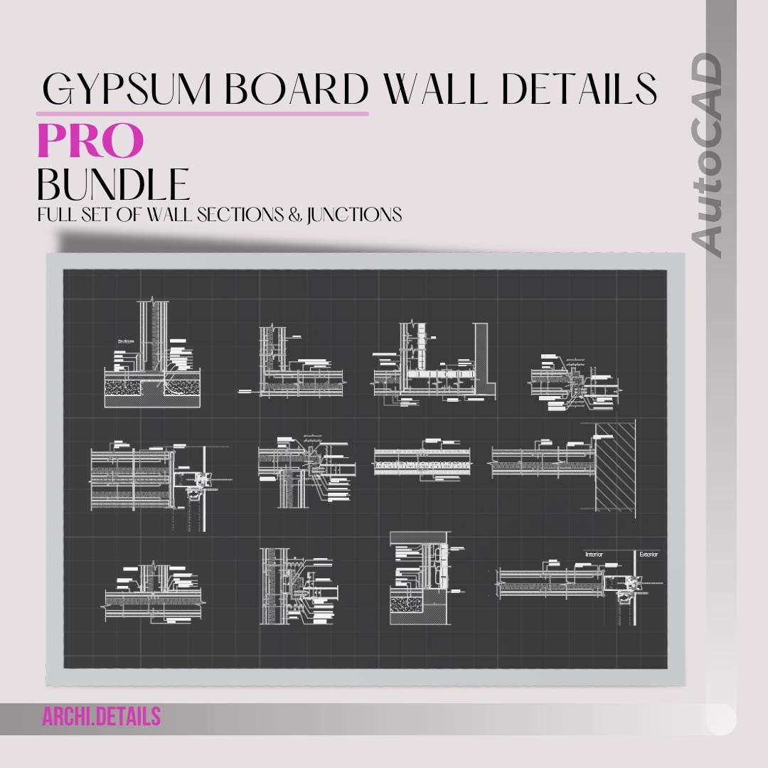 Drywall Construction Details PRO Bundle – 12 CAD Drawings | Ready-to ...