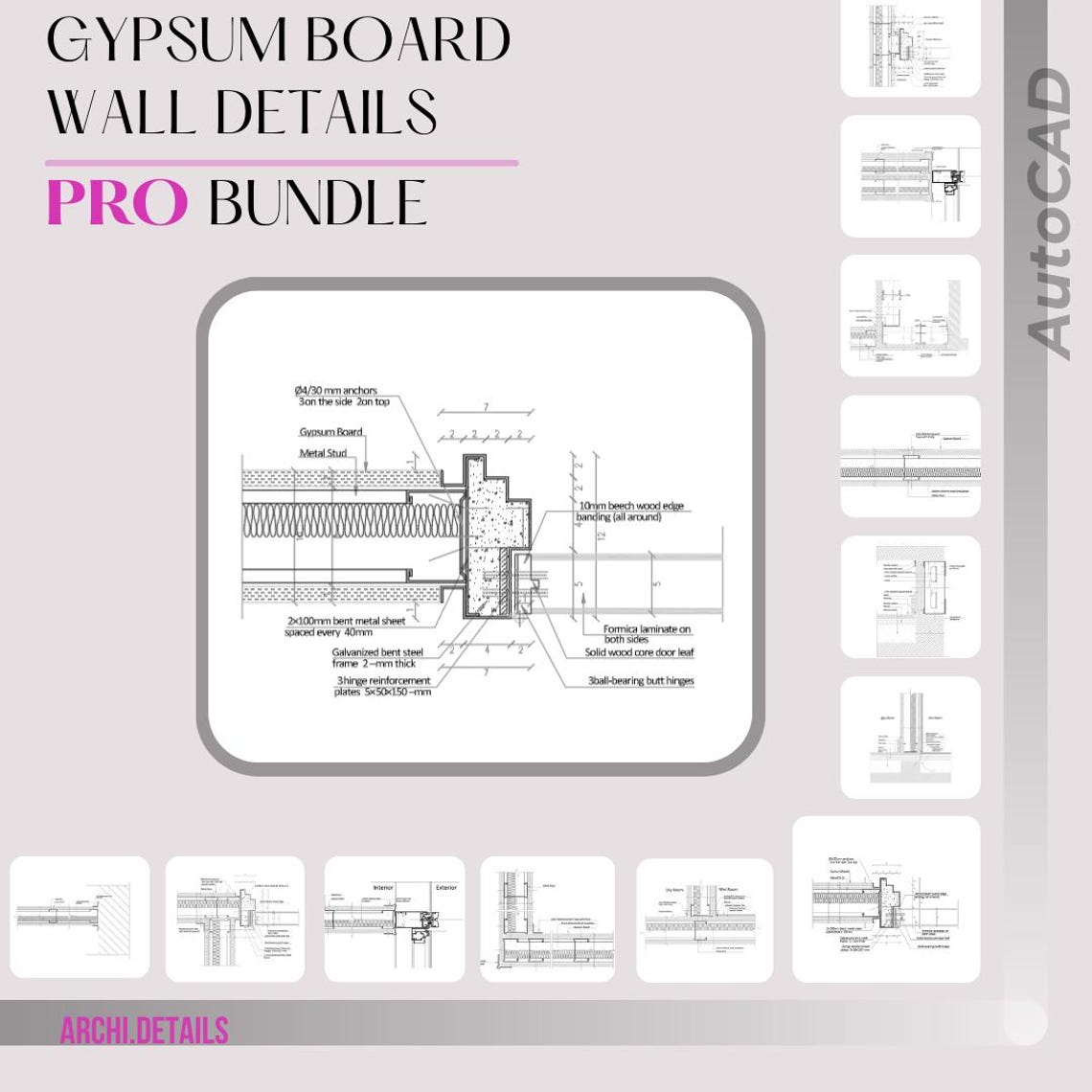Drywall Construction Details PRO Bundle – 12 CAD Drawings | Ready-to ...