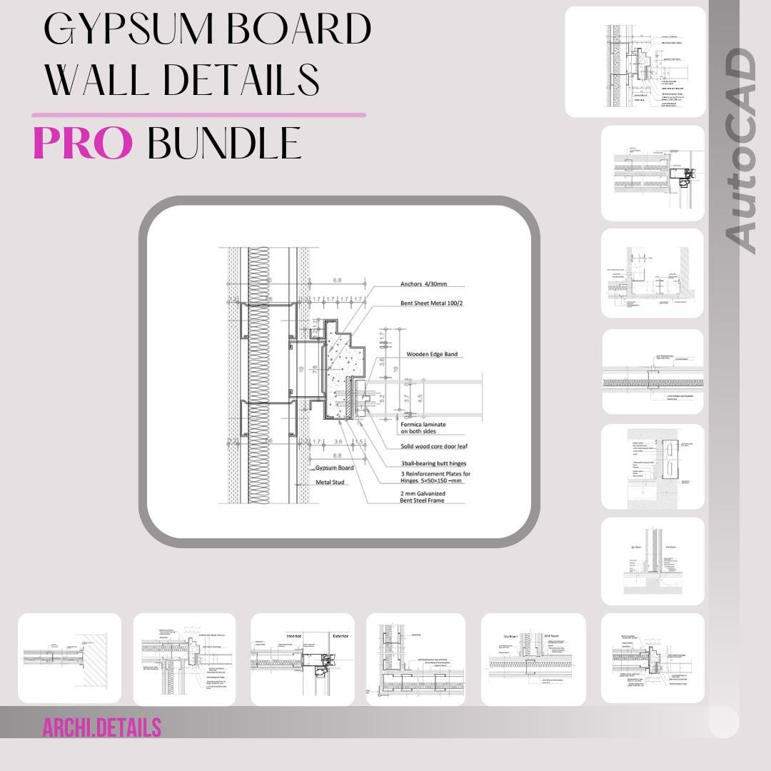 Drywall Construction Details PRO Bundle – 12 CAD Drawings | Ready-to ...