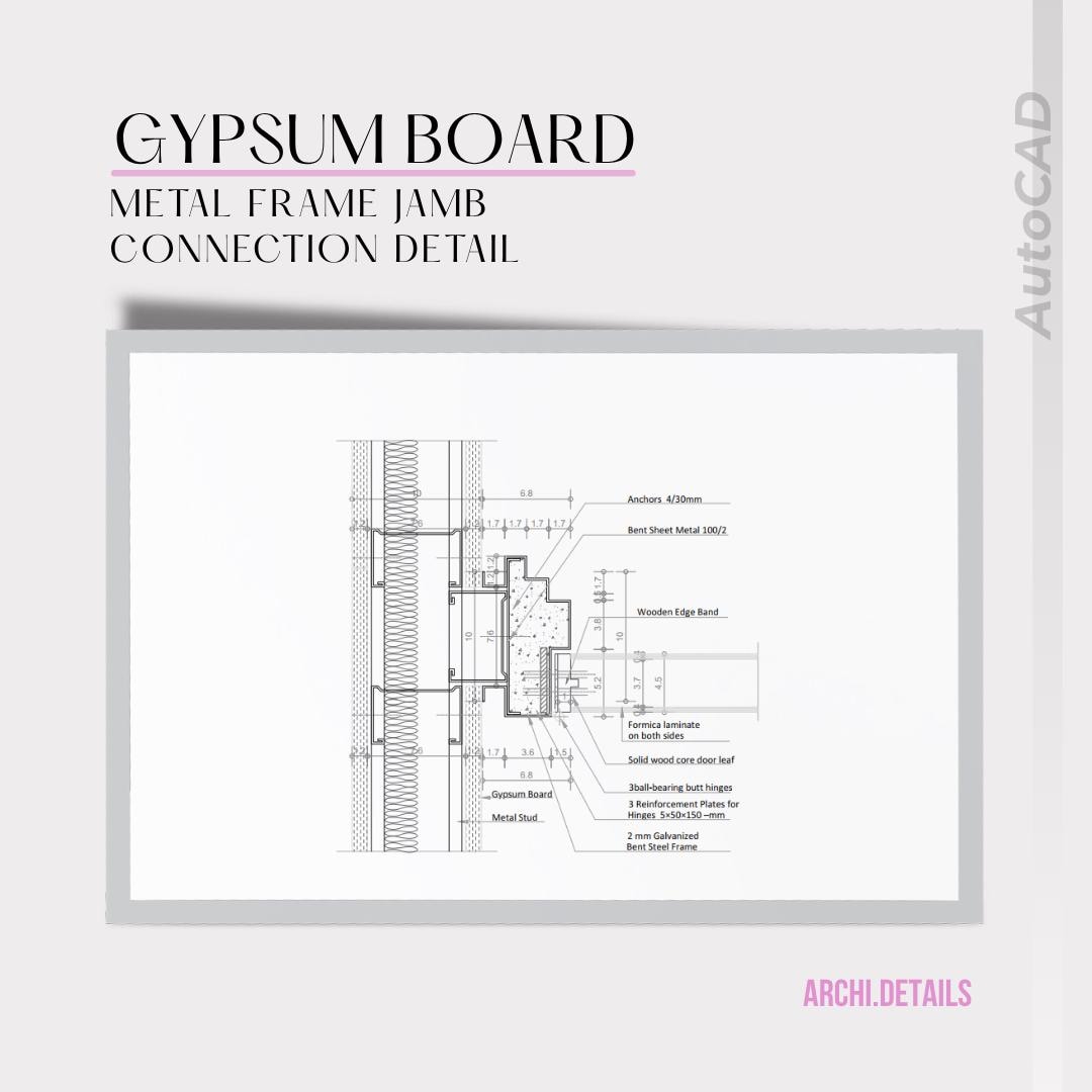 Gypsum Board (drywall) – Metal Frame Jamb Connection Detail (DWG + PDF ...