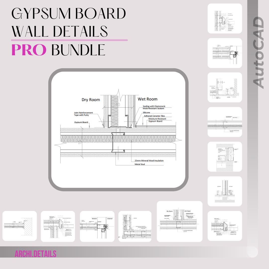 Drywall Construction Details PRO Bundle – 12 CAD Drawings | Ready-to ...