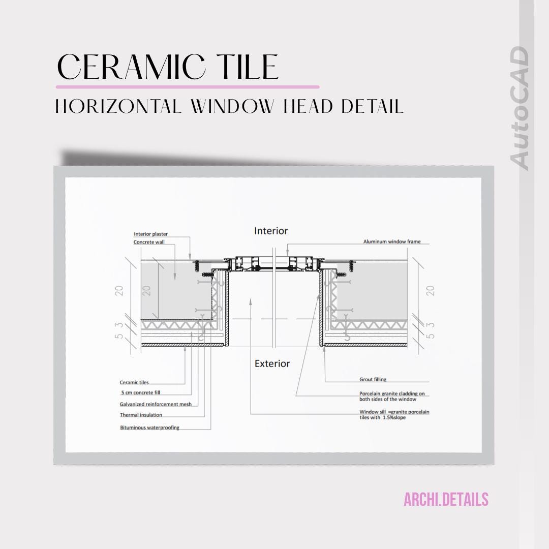 Horizontal Window Head Cladding Detail | DWG + PDF | Facade Design - Etsy