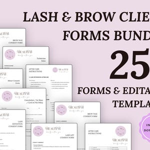 Lash & Brow Client Forms Bundle | Editable Canva Beauty Templates (Digital Download)