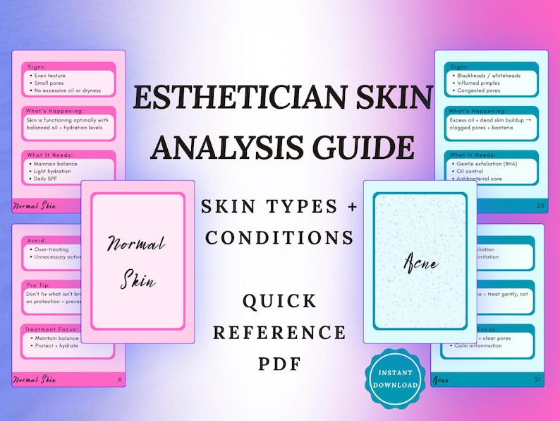 Skin Analysis Table Esthetician Skin Analysis Cheat Sheet PDF | Skin Types & Conditions ...