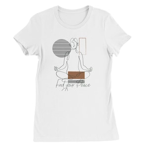 Zen Yoga Women’s T-Shirt – Find Your Inner Peace – Yoga Sketch Handmade Gift for Meditation Lovers