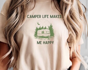 Camper Life T-Shirt, Outdoorsy Camping Gift for Nature Lovers, Hikers Tee