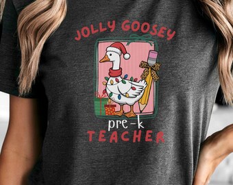 Pre-K Teacher Goose Christmas T-Shirt, Christmas Gift