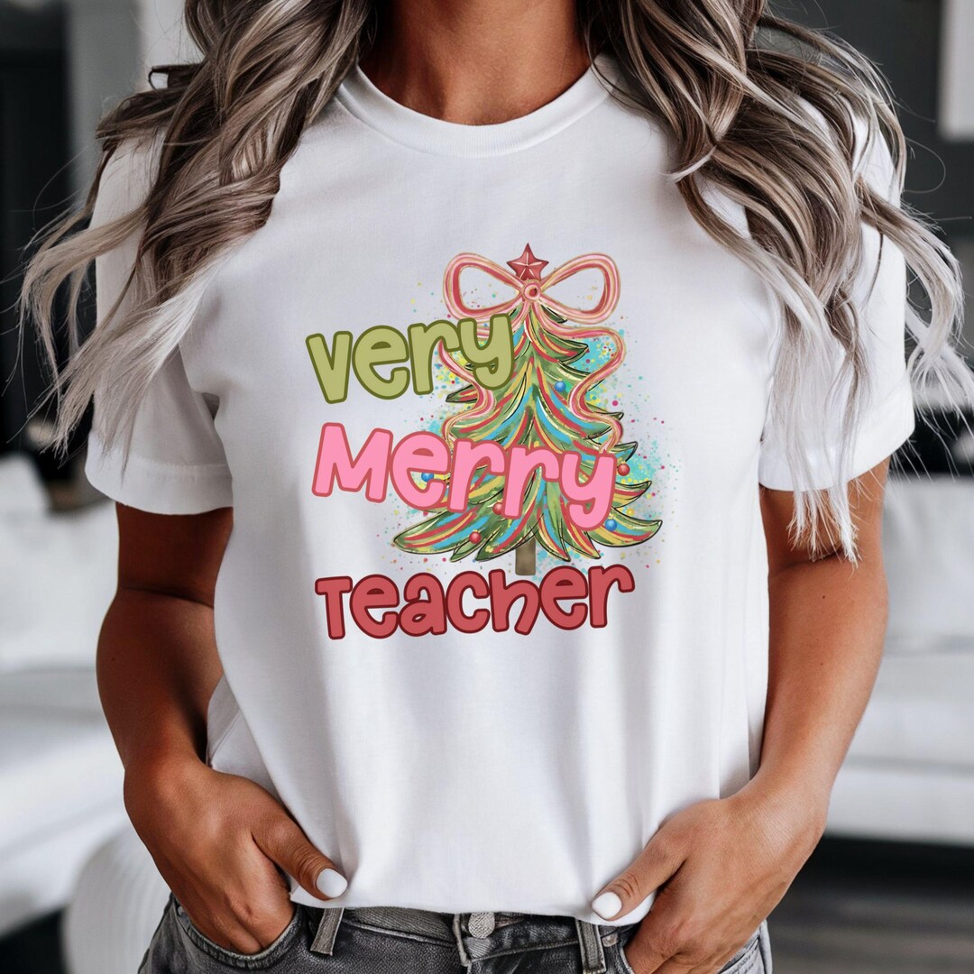 Very Merry Teacher Christmas Shirt, Holiday Gift for Teacher - Etsy