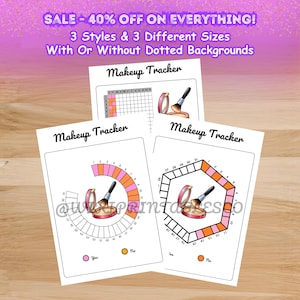 Rastreador de maquillaje imprimible, Rastreador de belleza, Lista de verificación de rutina de maquillaje, Maquillaje diario, Registro de rutina de maquillaje, Rutina de belleza, Rastreador de cuidado de la piel