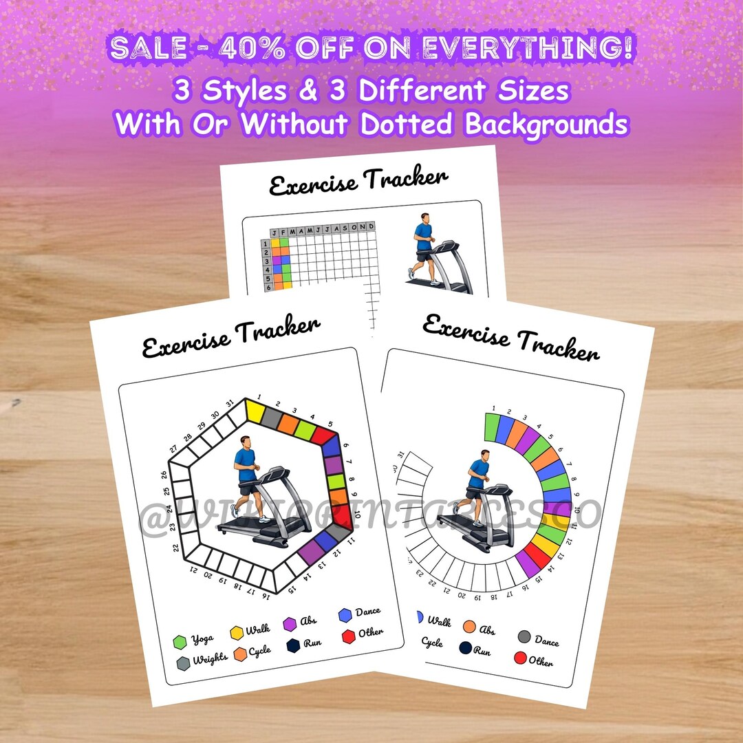 Exercise Tracker Printable for Women & Men as Workout Planner, Workout ...