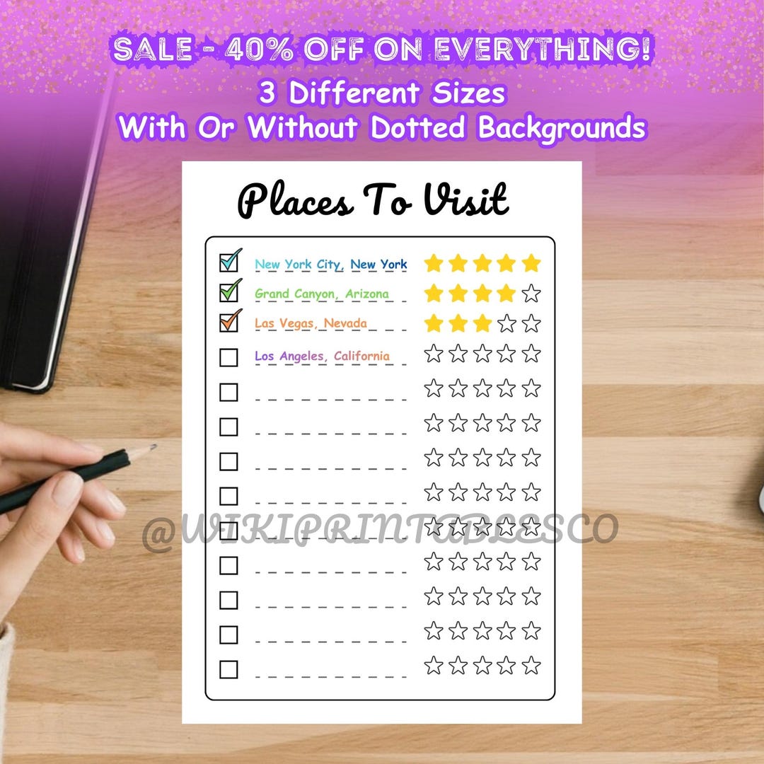 Visit Tracker Chart Places to Visit Printable, Places to Go Tracker,travel Log Journal ...