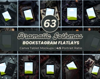 Gothic Bookstagram Tablet Flatlay: Dark Fantasy Bookish Bundle, iPad Mockup Ebook Kindle, Book Cover What to Read Flatlay voor schrijvers
