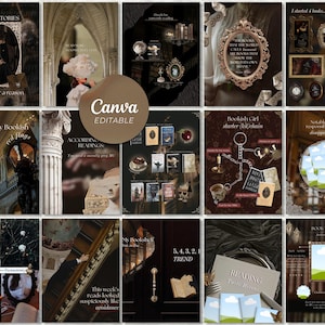 Dark Academia Bookstagram Templates: Moody Dark Romance Booktok Instagram, Viral Aesthetic Posts Carousel for Book Lovers, Authors, Readers