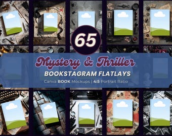 Mystery Thriller Bookstagram Flatlay Mockups: Detective Bookish Flatlay Bundle, Horror Book Mockup for Authors, Writers & Creatives