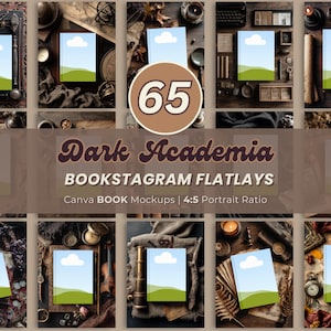 Maquetas planas de Dark Academia Bookstagram: Paquete de maquetas planas de estilo vintage para lectores, maqueta de libro con un toque de humor para promoción de autores, escritores y creativos.