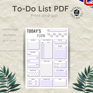 Printable To Do List | Daily Task Planner PDF | A4 Digital Downald | Productivity Template