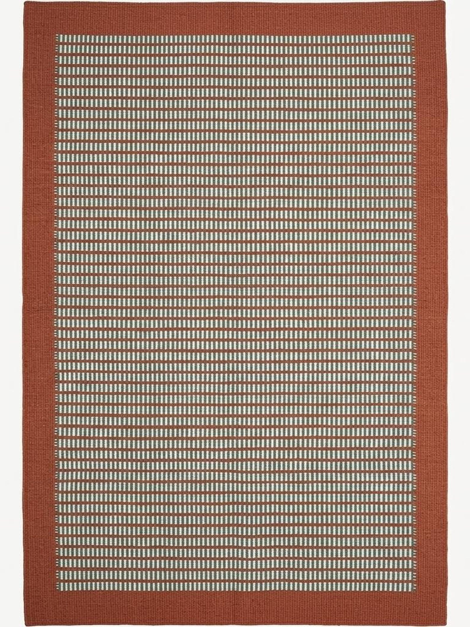 Handwoven Flatweave Rug, Terracotta Border, Neutral Geometric Carpet (6x9 feet) - 6x8 ft 183x244 cm