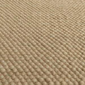 Tappeto in lana fatto a mano con ciottoli / Tappeto testurizzato beige morbido.