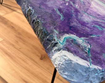 Audacieux Boimler| Table basse en résine : époxy lavande turquoise, pieds modernes (24 x 48 x 17, livraison gratuite)