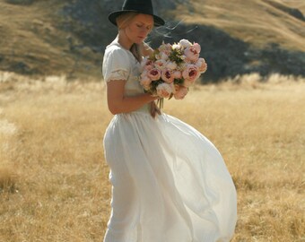 Linen maxi dress rustic, country and boho wedding dress