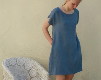 Simple linen dress in various colors, knee length dress, airy summer dress made after your measures