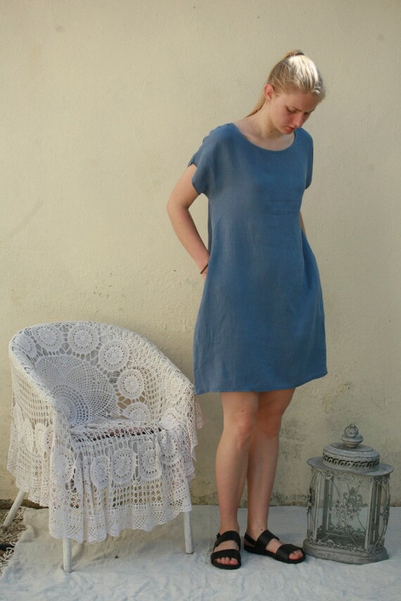 Simple linen dress in various colors knee length dress airy Etsy