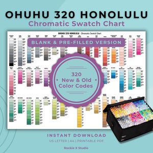 Ohuhu 320 Honolulu | Chromatische staalkaart | Blanco/voorgevulde versie | Nieuwe/oude code | Digitale download