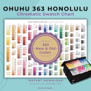 Ohuhu Honolulu 363 Color Swatch Chart: New/Old Codes (Digitaler Download PDF)