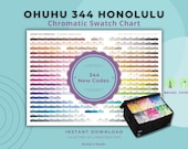 Ohuhu Marker 344 Honolulu Color Swatch Chart: New Codes (Digital Download)