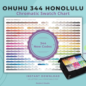 Tabela kolorów Ohuhu Marker 344 Honolulu: Nowe kody (pobranie cyfrowe)