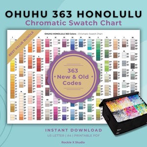 Ohuhu Honolulu B 363 Color Chart | Blank/Pre-filled |  Swatch Tracker (Digital Download PDF)