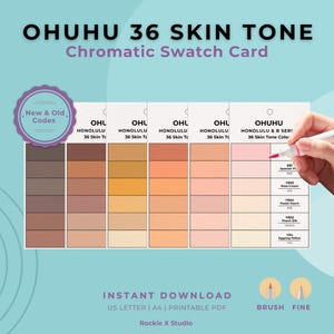 Ohuhu Honolulu 36 Skin Tone | Color Swatch Card: New/Old Codes (Digital Download)