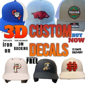 3D decals 3D raised sticker 3D Helmet Decals, No Glue Required, PVC Rubber Patch, Baseball, Softball, Hockey, Sports Logo, Team Name Decal