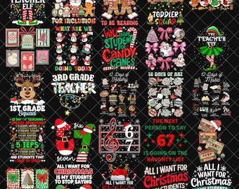 Christmas Teacher  PNG Bundle, Teacher Christmas Svg, Teacher Christmas Shirt Svg, Santa's Favorite Teacher, Merry Christmas Teacher Png