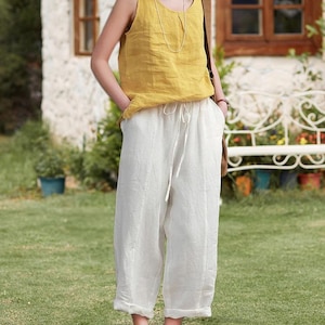 Women&#39;s pants cotton linen pants trousers linen wide leg pants Loose linen pants yoga pants soft linen sewing pants custom clothing A243