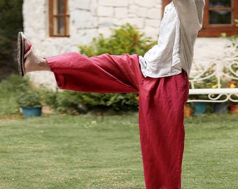 linen pants women wide pants soft cotton linen pants loose large size linen trousers spring fall wide leg pants with pockets boho pants A459