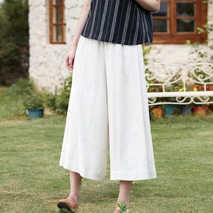 Women&#39;s pants Cotton linen trousers Linen wide leg pants Loose linen pants  yoga pants Soft linen sewing Pants Plus Size Custom Pants A318M