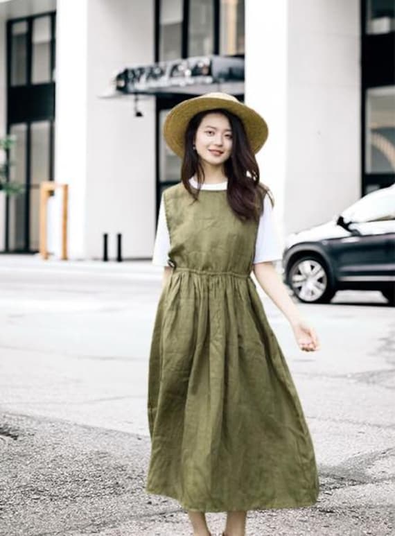 Linen Dress Linen Loose Fit Dress  Casual Soft Dresstank dress Slim Fit Dress Custom made dress Comfortable Summer Dress F285