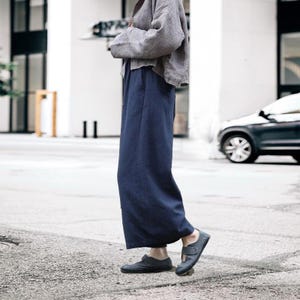 Leinen Baumwollhose Hose mit weitem Bein Leinen lange Hose lose Maxi Hose Herbst Frühling Sommer Hose nach Maß Hose lang plus Größe Hose A324
