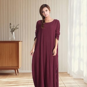 Women linen dress oversized cotton linen dress summer causal dress cotton Maxi dress with pockets loose long dress plus size clothing A05